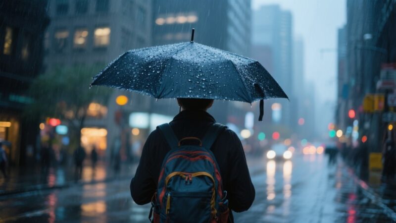 Silne opady deszczu i gołoledź w Giżycku – ostrzeżenie drugiego stopnia